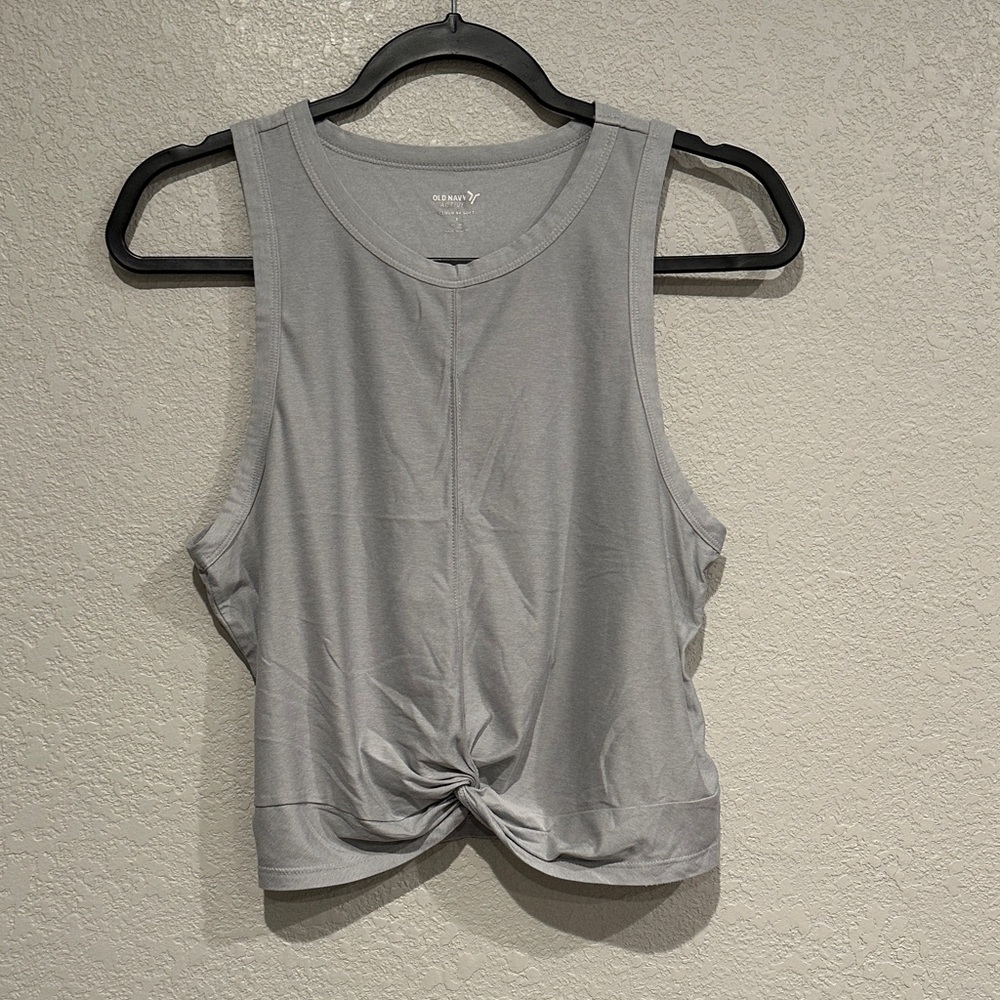 Old Navy Active Light Gray Twist Front Tank Top